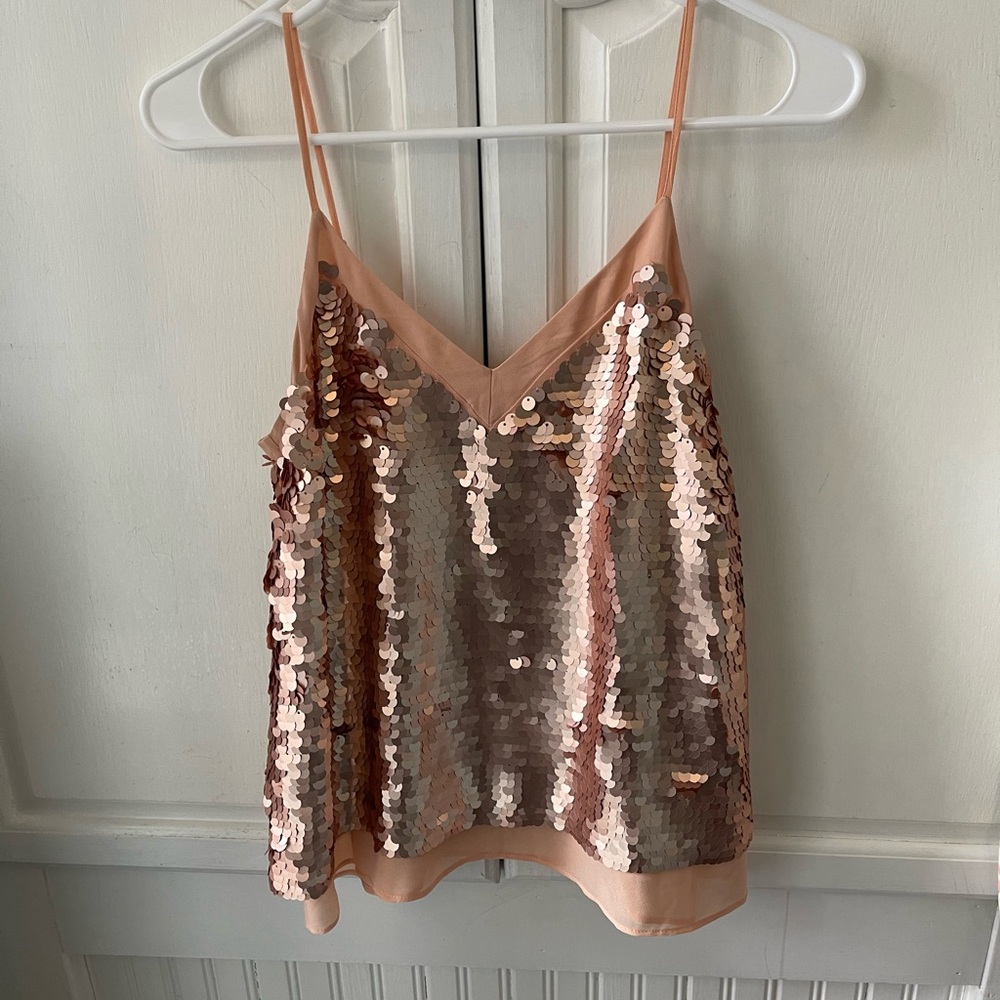 Moulinette Soeurs blush sequin camisole top.  Size 0.  18” bust